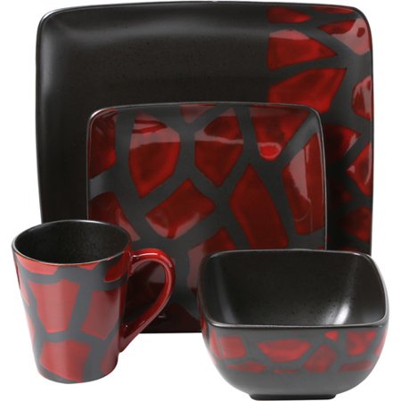 Safari Giraffe Red 16-Piece Dinnerware Set - EK CHIC HOME