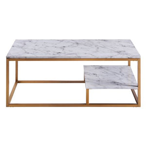 Marmo Coffee Table - Faux Marble /Brass - EK CHIC HOME