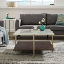 Load image into Gallery viewer, 32&quot; Mid Century Modern Square Coffee Table - Marble &amp; Gold - EK CHIC HOME