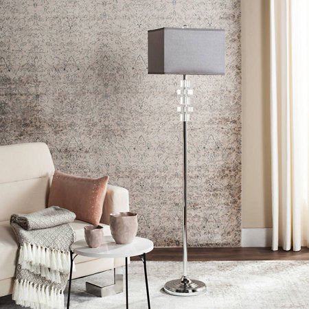 Times Square Floor Lamp with CFL Bulb, Clear with Grey Shade - EK CHIC HOME