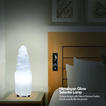 Natural Selenite Lamp (5-7 lbs), 100% Untreated Selenite Crystal - EK CHIC HOME