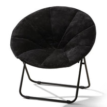 Load image into Gallery viewer, Folding Plush Saucer Chair Black/Blue - EK CHIC HOME