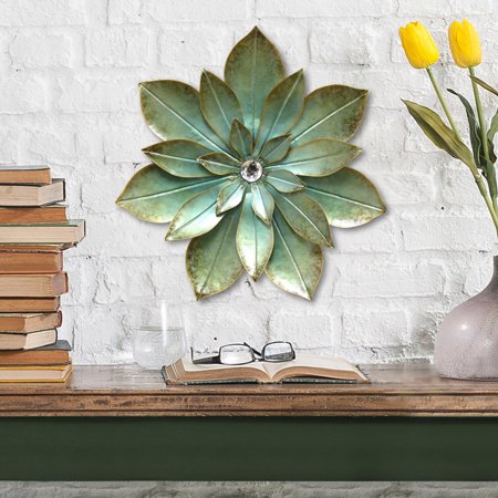 Green Embellished Flower Wall Decor - EK CHIC HOME