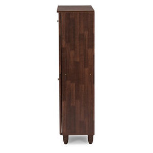 Fernanda Modern and Contemporary 4-Door Oak Brown Wooden Tall Cabinet - EK CHIC HOME