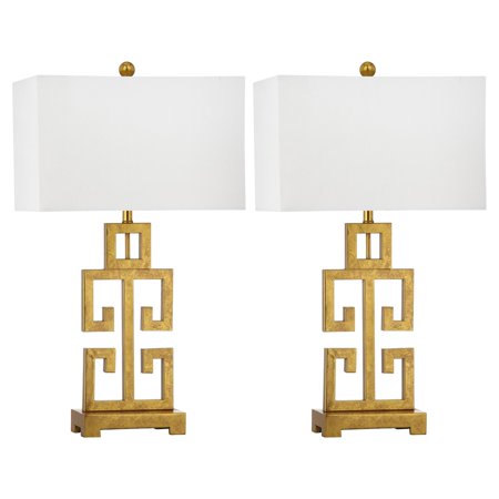 Antique Gold with Off-White Shade, Set of 2 - EK CHIC HOME