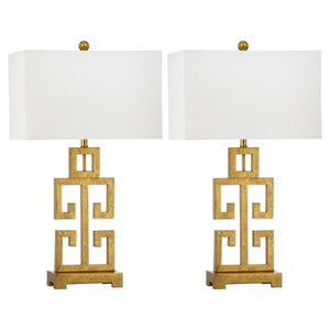 Antique Gold with Off-White Shade, Set of 2 - EK CHIC HOME