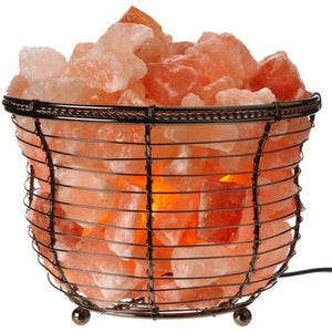 Himalayan Glow Natural Salt Lamp 8"Tall Round Basket 10lbs with Dimmer - EK CHIC HOME