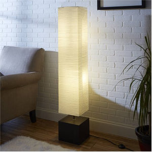 White Rice Paper Floor Lamp with Dark Wood Base - EK CHIC HOME