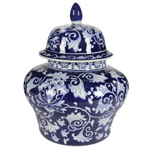 Load image into Gallery viewer, Blue and White Decorative Ceramic Jar Urn, 14 by 17-Inch - EK CHIC HOME