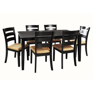 7-Piece Large Dining Set with 6 Ladder Back Chairs - EK CHIC HOME
