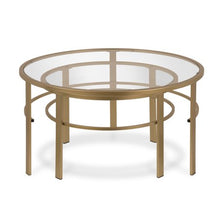 Load image into Gallery viewer, Round Metal/ Tempered Glass Nesting Coffee Tables in Gold - 2 pc Set - EK CHIC HOME