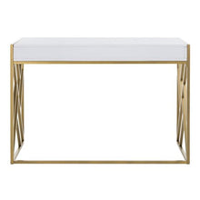 Load image into Gallery viewer, CHIC Elaine 2 Drawer Glam Desk, White/Gold - EK CHIC HOME