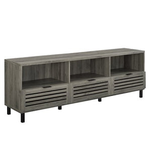 70" Jackson Slat Door Media Storage Console TV Stand  - Slate Grey - EK CHIC HOME