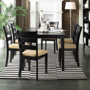 7-Piece Large Dining Set with 6 Ladder Back Chairs - EK CHIC HOME