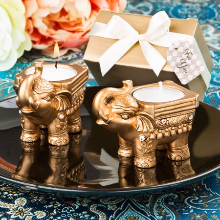 24 Gold Platted Wealth Elephant Candle Holder - EK CHIC HOME