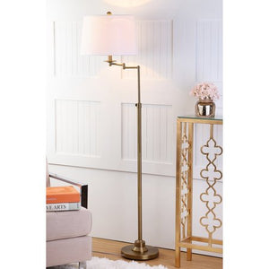 Nadia Floor Lamp with CFL Bulb, Gold with Off-White Shade - EK CHIC HOME