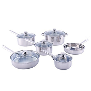 18-Piece Cookware Set, Stainless Steel - EK CHIC HOME