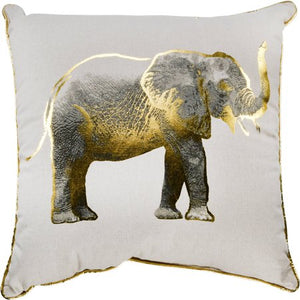 Gold Elephant Decorative Throw Pillow, 18" x 18" - EK CHIC HOME