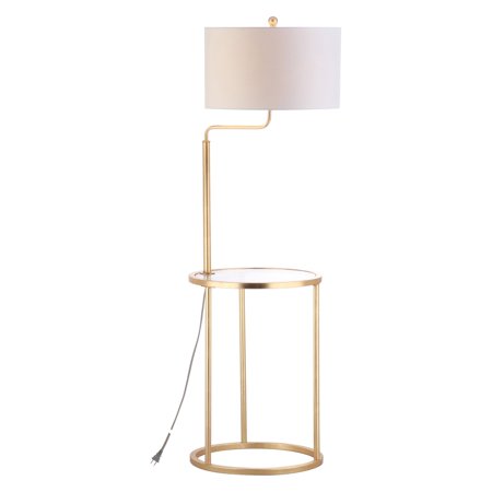 Crispin Floor Lamp with Side Table, Gold - EK CHIC HOME
