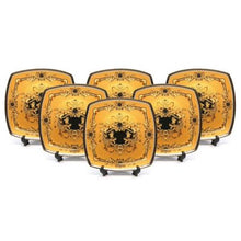 Load image into Gallery viewer, Royalty Porcelain Yellow 10&quot; Dinner Plates, Medusa Greek Key 24K Gold, Set of 6 - EK CHIC HOME
