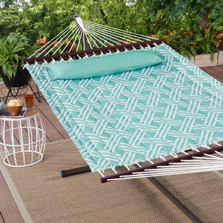 Chic Isle Quilted Outdoor Double Hammock in Mint - EK CHIC HOME