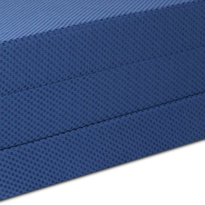 BLUE 4'' Tri Folding Memory Foam Mattress - EK CHIC HOME