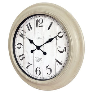 28 Inch Clock Oversized Wall Clock, 28 Inch Whitewashed Modern