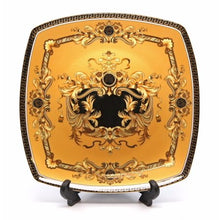 Load image into Gallery viewer, Royalty Porcelain 16-pc Luxury Yellow, Greek Key Dinner Set, 24K Gold Medusa - EK CHIC HOME