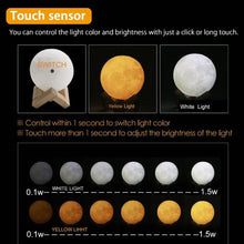 Load image into Gallery viewer, 3D Moon Lamp Touch Control Brightness - EK CHIC HOME
