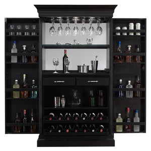 Black Stain Home Bar Wine Wall/Cabinet - EK CHIC HOME