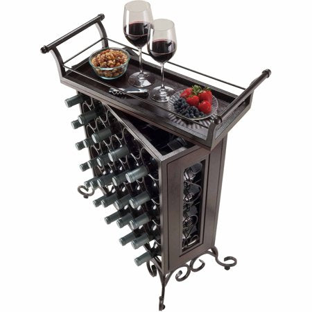 Antique Bronze Wine Rack, Removable Tray, Antique Bronze - EK CHIC HOME