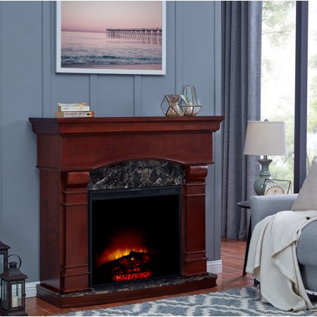 Bold Flame 47 inch Electric Fireplace Heater in Walnut - EK CHIC HOME