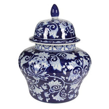 Load image into Gallery viewer, Blue and White Decorative Ceramic Jar Urn, 14 by 17-Inch - EK CHIC HOME